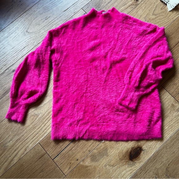 Hot Pink Super Funky Fuzz Sweater With Ballon Sleeves - Picture 4 of 9